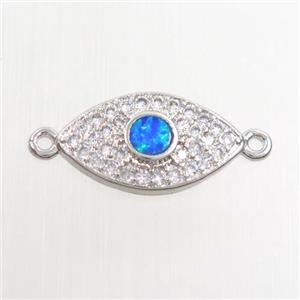 copper eye connector paved zircon with fire opal, platinum plated, approx 9-15mm [FDZN7550]