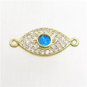 copper eye connector paved zircon with fire opal, gold plated, approx 9-15mm [FDZN7551]