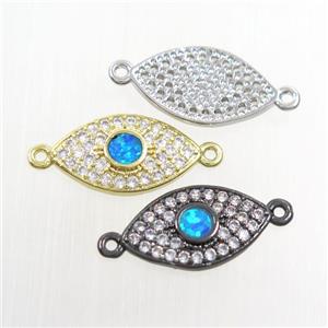 copper eye connector paved zircon with fireopal, mix color, approx 9-15mm [FDZN7553]