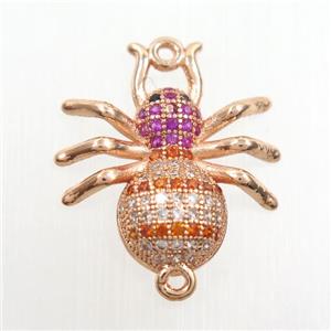 copper Ant connector paved zircon, rose gold, approx 20mm [FDZN7603]