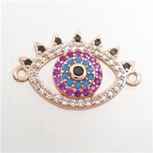 copper eye connector paved zircon, rose gold, approx 13-18mm [FDZN7605]