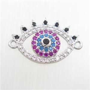 copper eye connector paved zircon, platinum plated, approx 13-18mm [FDZN7606]