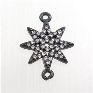 copper northstar connector paved zircon, black plated, approx 12mm dia [FDZN7621]