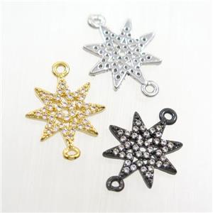 copper northstar connector paved zircon, mix color, approx 12mm dia [FDZN7622]