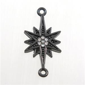 copper northstar connector paved zircon, black plated, approx 12-16mm [FDZN7625]