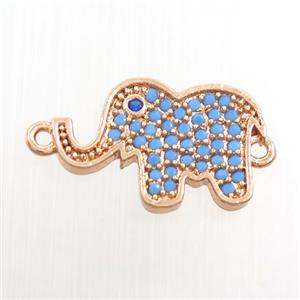 copper elephant connector paved zircon, turq, rose gold, approx 11-16mm [FDZN7627]