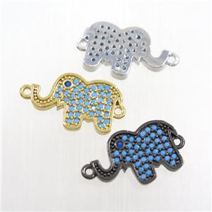 copper elephant connector paved zircon, turq, mix color, approx 11-16mm [FDZN7631]