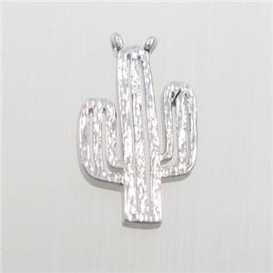 copper cactus pendants with 2loops, platinum plated, approx 10-15mm [FDZN7649]