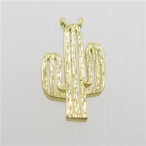copper cactus pendants with 2loops, gold plated, approx 10-15mm [FDZN7650]