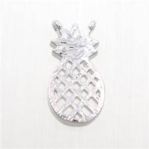 copper pineapple pendant with 2loops, platinum plated, approx 8-15mm [FDZN7654]