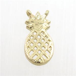 copper pineapple pendant with 2loops, gold plated, approx 8-15mm [FDZN7655]