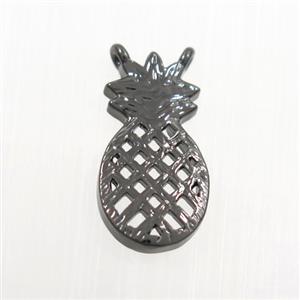 copper pineapple pendant with 2loops, black plated, approx 8-15mm [FDZN7656]