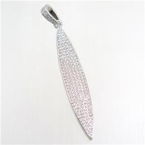 copper darts pendant paved zircon, platinum plated, approx 10-55mm [FDZN7661]