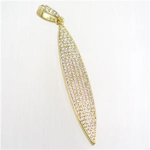 copper darts pendant paved zircon, gold plated, approx 10-55mm [FDZN7662]