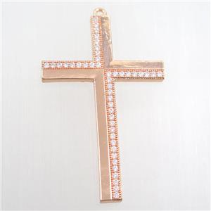 copper cross pendant paved zircon, rose gold, approx 32-50mm [FDZN7664]