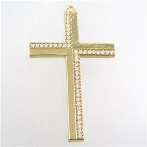 copper cross pendant paved zircon, gold plated, approx 32-50mm [FDZN7666]