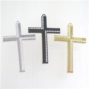 copper cross pendant paved zircon, mix color, approx 32-50mm [FDZN7668]