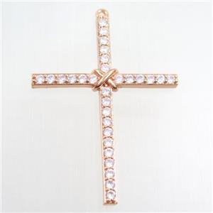 copper cross pendant paved zircon, rose gold, approx 37-52mm [FDZN7669]