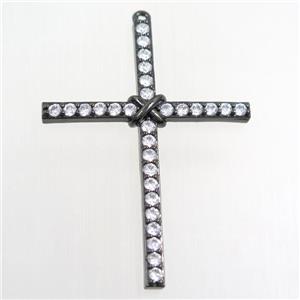 copper cross pendant paved zircon, black plated, approx 37-52mm [FDZN7672]