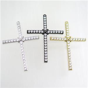 copper cross pendant paved zircon, mix color, approx 37-52mm [FDZN7673]