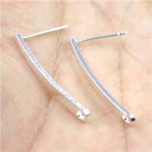copper earring studs with loop, silver plated, approx 2-23mm [FDZN7689]