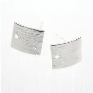 copper earring studs with loop, square, silver plated, approx 9-10mm [FDZN7692]