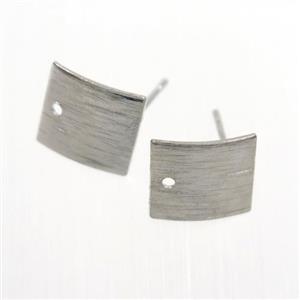 copper earring studs with loop, square, platinum plated, approx 9-10mm [FDZN7693]