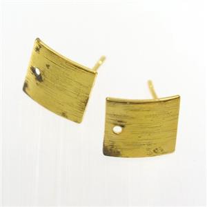 copper earring studs with loop, square, gold plated, approx 9-10mm [FDZN7694]