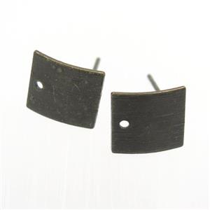 copper earring studs with loop, square, bronze plated, approx 9-10mm [FDZN7696]