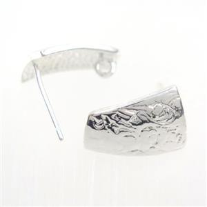 copper earring studs with loop, silver plated, approx 10-14mm [FDZN7699]