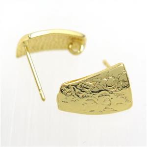 copper earring studs with loop, gold plated, approx 10-14mm [FDZN7702]