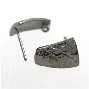 copper earring studs with loop, black plated, approx 10-14mm [FDZN7703]