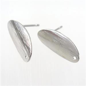 copper earring studs with loop, oval, platinum plated, approx 9-18mm [FDZN7704]