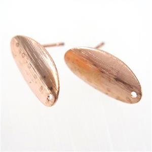 copper earring studs with loop, oval, rose gold, approx 9-18mm [FDZN7705]