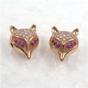 copper fox earring paved zircon, rose gold, approx 11-13mm [FDZN7735]
