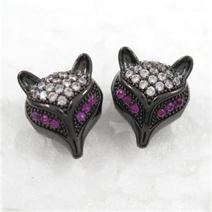copper fox earring paved zircon, black plated, approx 11-13mm [FDZN7738]