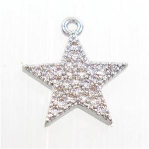 copper star pendant paved zircon, platinum plated, approx 12mm dia [FDZN7750]