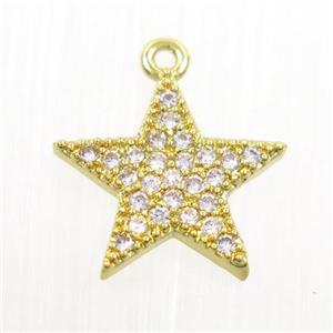 copper star pendant paved zircon, gold plated, approx 12mm dia [FDZN7751]