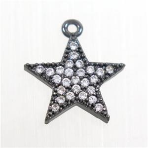 copper star pendant paved zircon, black plated, approx 12mm dia [FDZN7752]