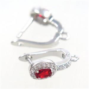 Copper Latchback Earring Pave Zircon With Loop Platinum Plated, approx 10-15mm [FDZN7767]