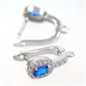 Copper Latchback Earring Pave Zircon With Loop Platinum Plated, approx 10-15mm [FDZN7768]