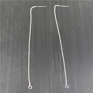 copper earring wire, silver plated, approx 1mm, 90mm length [FDZN7781-L]