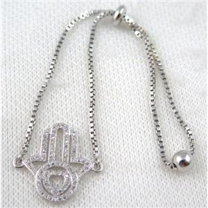 copper bracelet paved zircon, platinum plated, approx 10-20mm bead, 25mm length [FDZN782]