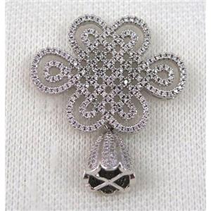 copper pendant paved zircon, approx 38-45mm [FDZN815]