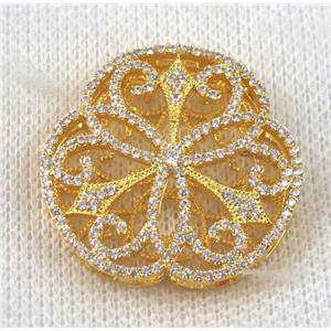 copper pendant paved zircon, approx 32mm dia [FDZN827]