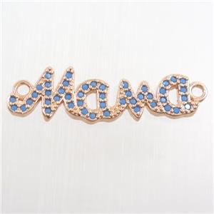 copper MaMa pendant paved zircon, turq, rose gold, approx 7-28mm [FDZN8289]