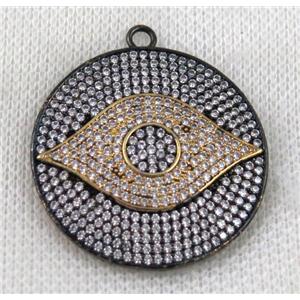 copper pendant paved zircon, approx 35mm dia [FDZN829]