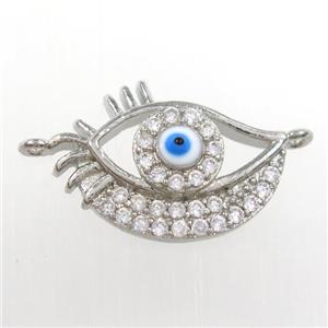 copper eye pendant paved zircon, platinum plated, approx 12-17mm [FDZN8317]