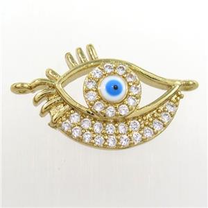 copper eye pendant paved zircon, gold plated, approx 12-17mm [FDZN8318]