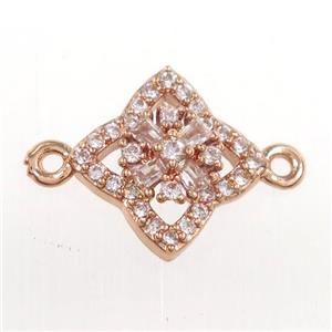 copper star connector paved zircon, rose gold, approx 12mm dia [FDZN8326]